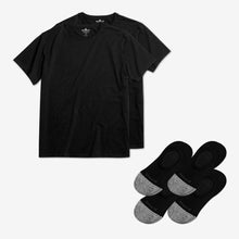 Load image into Gallery viewer, Men's Crew Neck T-Shirt &amp; No Show Sock 6-Pack