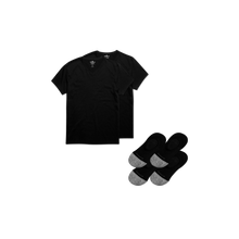 Load image into Gallery viewer, Men's V-Neck T-Shirt &amp; No Show Sock 6-Pack
