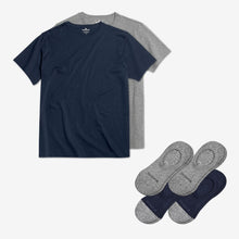 Load image into Gallery viewer, Men's Crew Neck T-Shirt &amp; No Show Sock 6-Pack