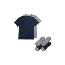 Load image into Gallery viewer, Men's Crew Neck T-Shirt &amp; No Show Sock 6-Pack