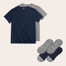 Load image into Gallery viewer, Men's Crew Neck T-Shirt &amp; No Show Sock 6-Pack