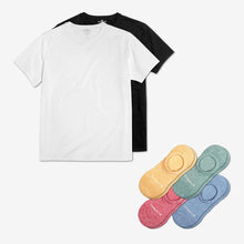 Load image into Gallery viewer, Men's Crew Neck T-Shirt &amp; No Show Sock 6-Pack