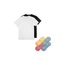 Load image into Gallery viewer, Men's Crew Neck T-Shirt &amp; No Show Sock 6-Pack