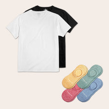 Load image into Gallery viewer, Men's Crew Neck T-Shirt &amp; No Show Sock 6-Pack