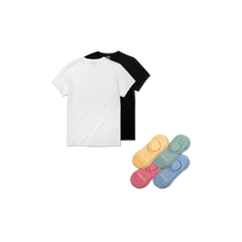 Load image into Gallery viewer, Men's V-Neck T-Shirt &amp; No Show Sock 6-Pack