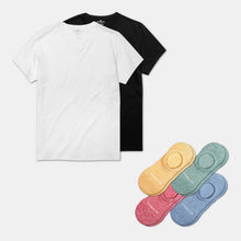 Load image into Gallery viewer, Men's V-Neck T-Shirt &amp; No Show Sock 6-Pack