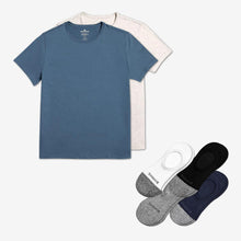 Load image into Gallery viewer, Men's Crew Neck T-Shirt &amp; No Show Sock 6-Pack