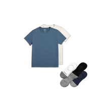 Load image into Gallery viewer, Men's Crew Neck T-Shirt &amp; No Show Sock 6-Pack