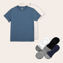 Load image into Gallery viewer, Men's Crew Neck T-Shirt &amp; No Show Sock 6-Pack