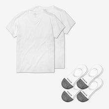 Load image into Gallery viewer, Men's V-Neck T-Shirt &amp; No Show Sock 6-Pack
