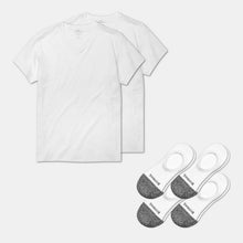 Load image into Gallery viewer, Men's V-Neck T-Shirt &amp; No Show Sock 6-Pack
